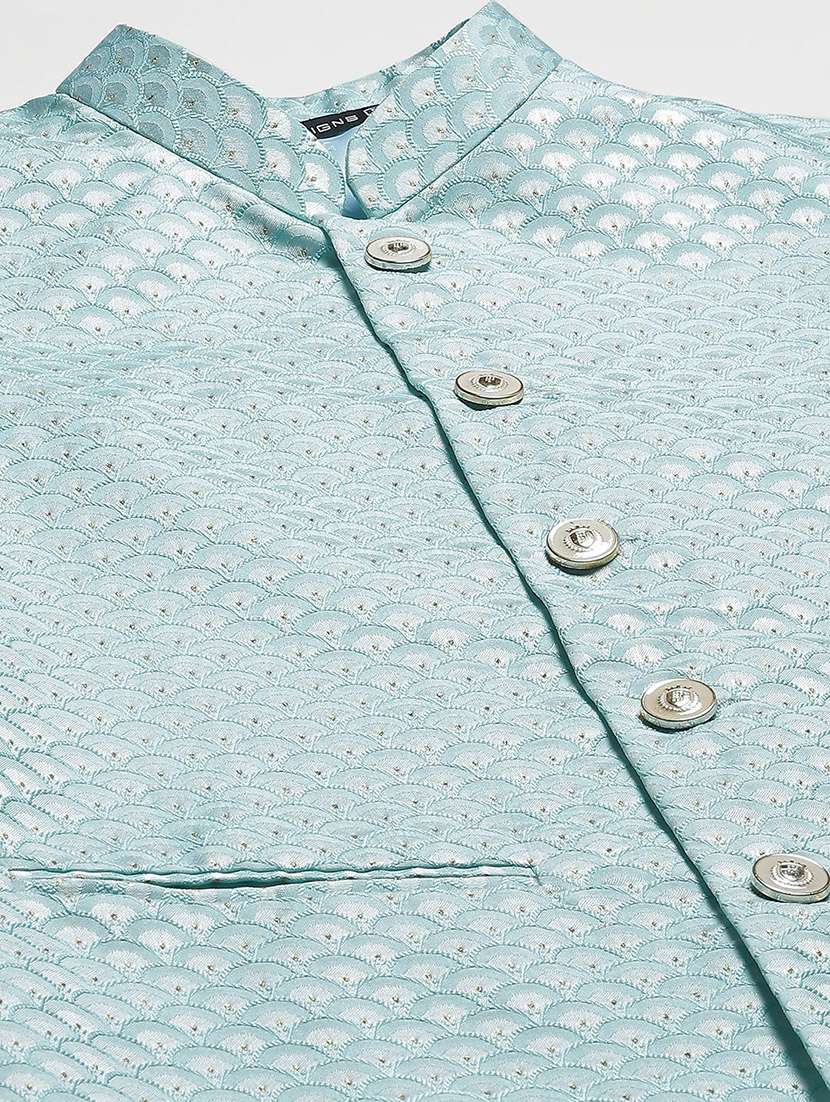 men self design mandarin neck nehru jacket - 22392286 -  Standard Image - 1