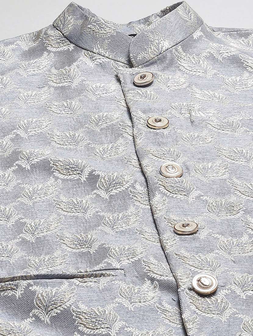 men self design mandarin neck nehru jacket - 22392293 -  Standard Image - 1