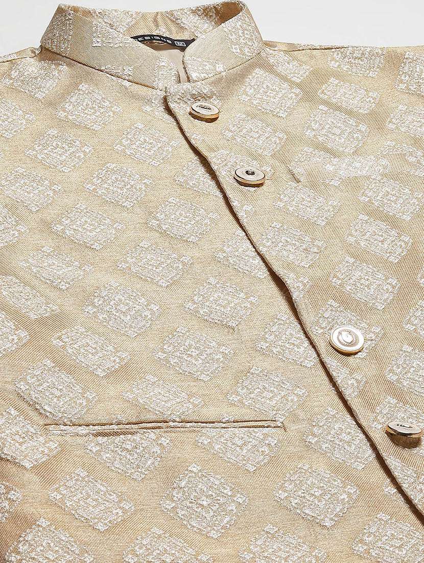 men self design mandarin neck nehru jacket - 22392301 -  Standard Image - 1