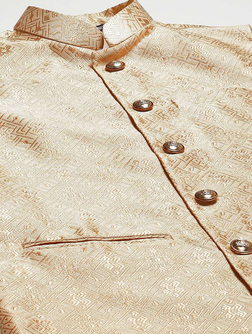 men self design mandarin neck nehru jacket - 22392303 -  Standard Image - 1