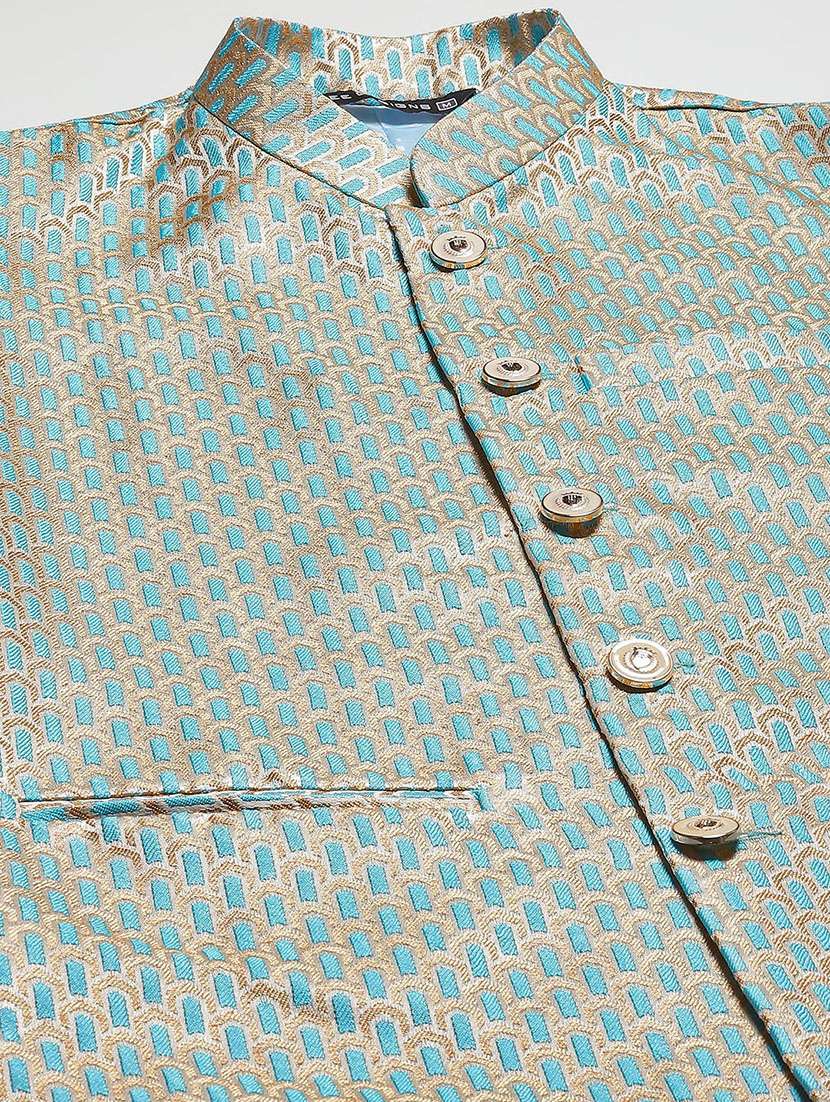 men self design mandarin neck nehru jacket - 22392304 -  Standard Image - 1