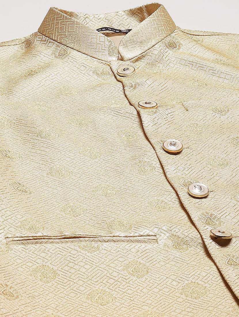 men self design mandarin neck nehru jacket - 22392306 -  Standard Image - 1