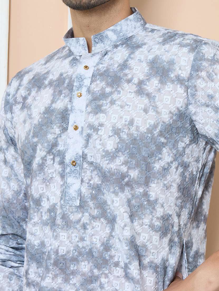 men printed mandarin neck long kurta - 22392307 -  Standard Image - 1