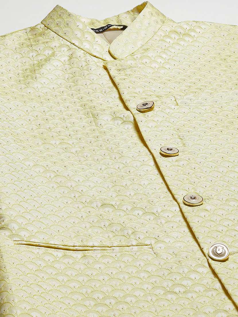 men self design mandarin neck nehru jacket - 22392309 -  Standard Image - 1