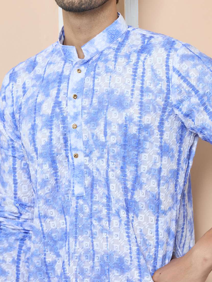 men printed mandarin neck long kurta - 22392310 -  Standard Image - 1