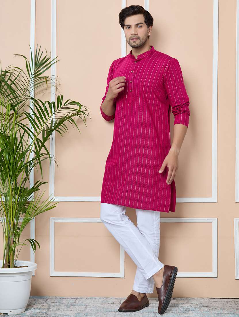 men mandarin neck long sleeve kurta - 22392331 -  Standard Image - 4