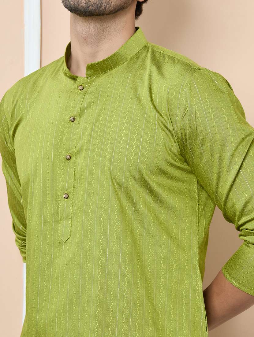 men mandarin neck long sleeve kurta - 22392335 -  Standard Image - 1