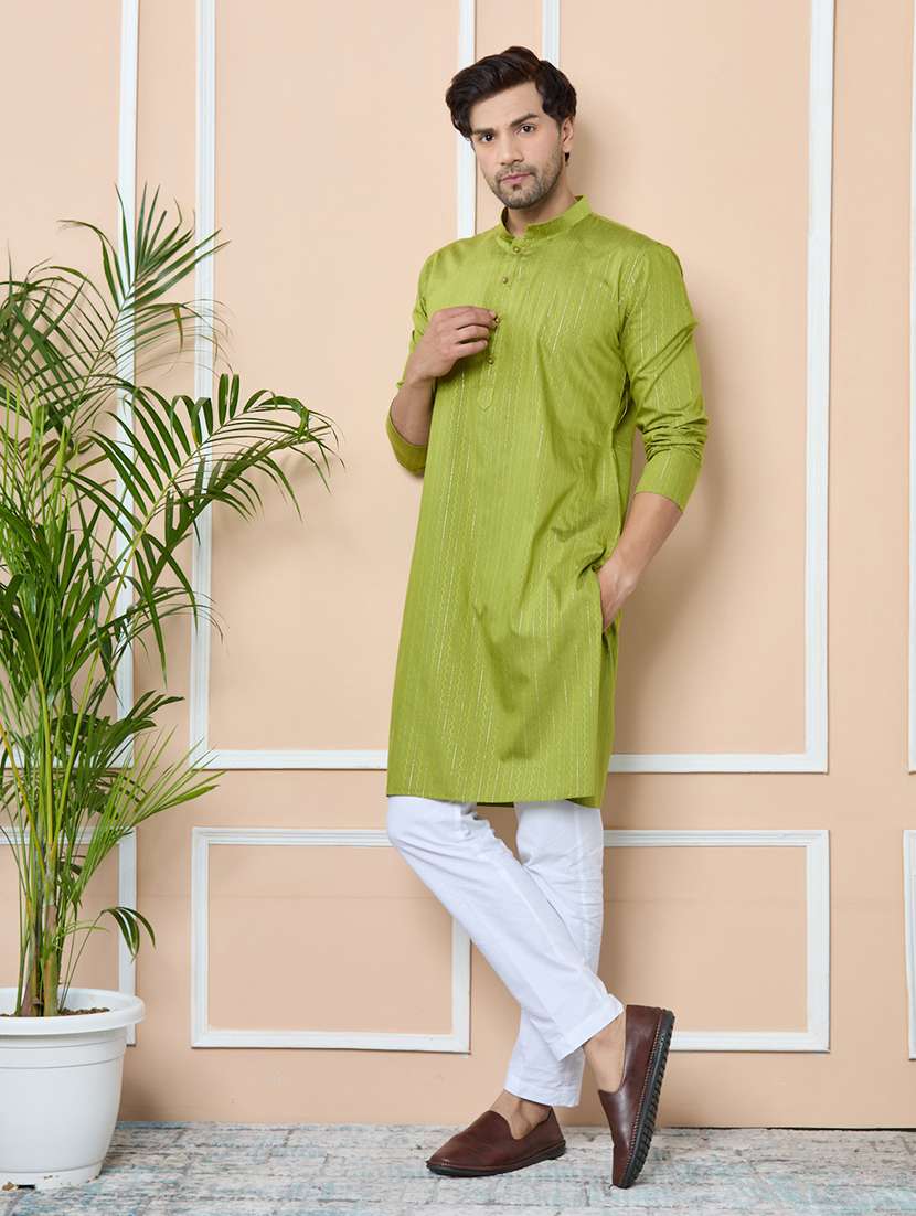 men mandarin neck long sleeve kurta - 22392335 -  Standard Image - 4
