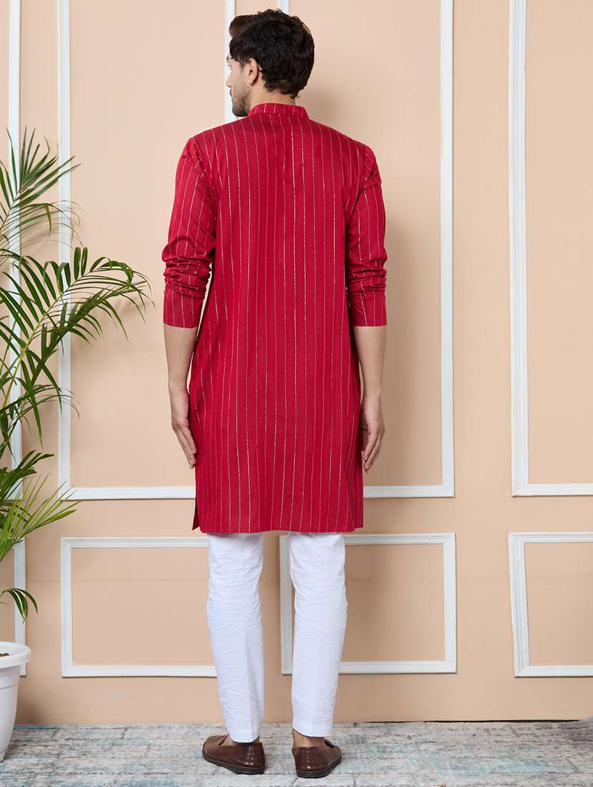 men mandarin neck long sleeve kurta - 22392346 -  Standard Image - 4