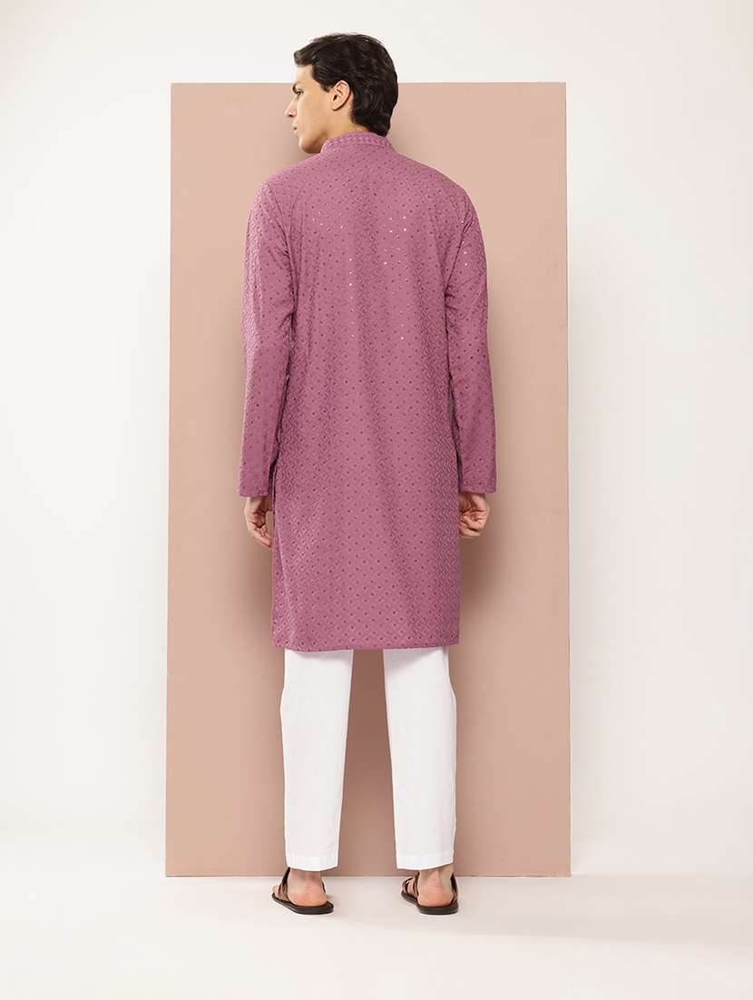 men mandarin neck long sleeve kurta - 22392362 -  Standard Image - 4