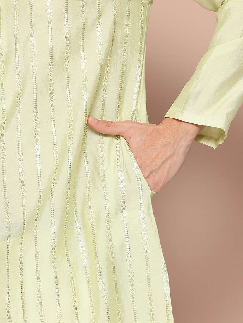 men mandarin neck long sleeve kurta - 22392369 -  Standard Image - 1