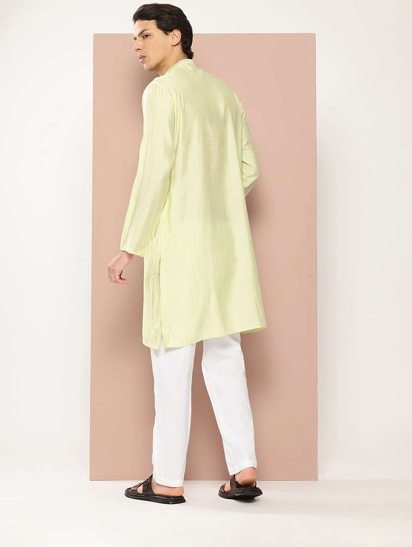 men mandarin neck long sleeve kurta - 22392369 -  Standard Image - 4