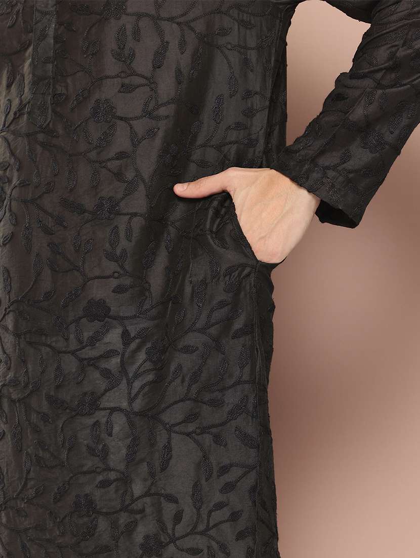 men mandarin neck long sleeve kurta - 22392372 -  Standard Image - 1