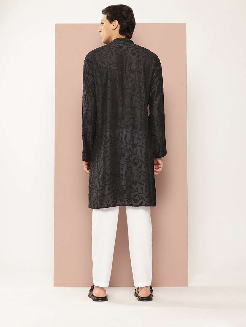 men mandarin neck long sleeve kurta - 22392372 -  Standard Image - 4