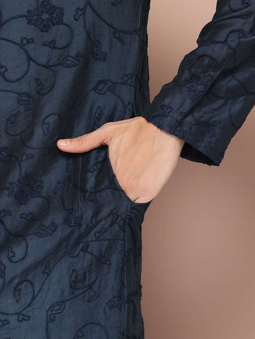 men mandarin neck long sleeve kurta - 22392374 -  Standard Image - 1