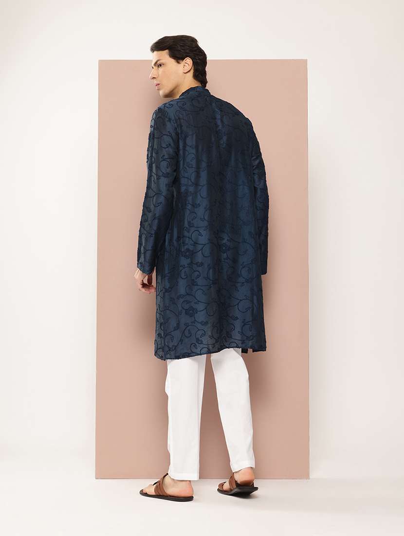 men mandarin neck long sleeve kurta - 22392374 -  Standard Image - 4