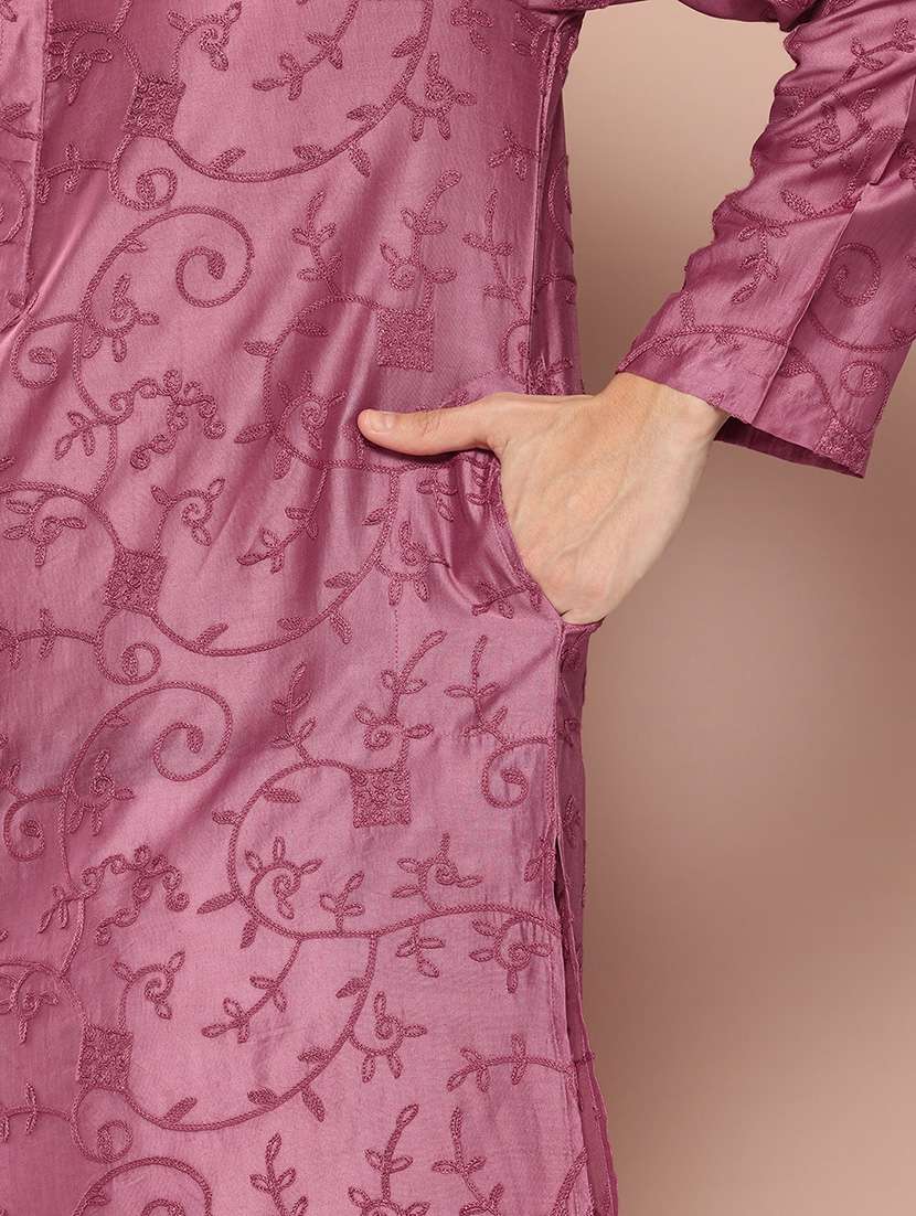 men mandarin neck long sleeve kurta - 22392376 -  Standard Image - 1