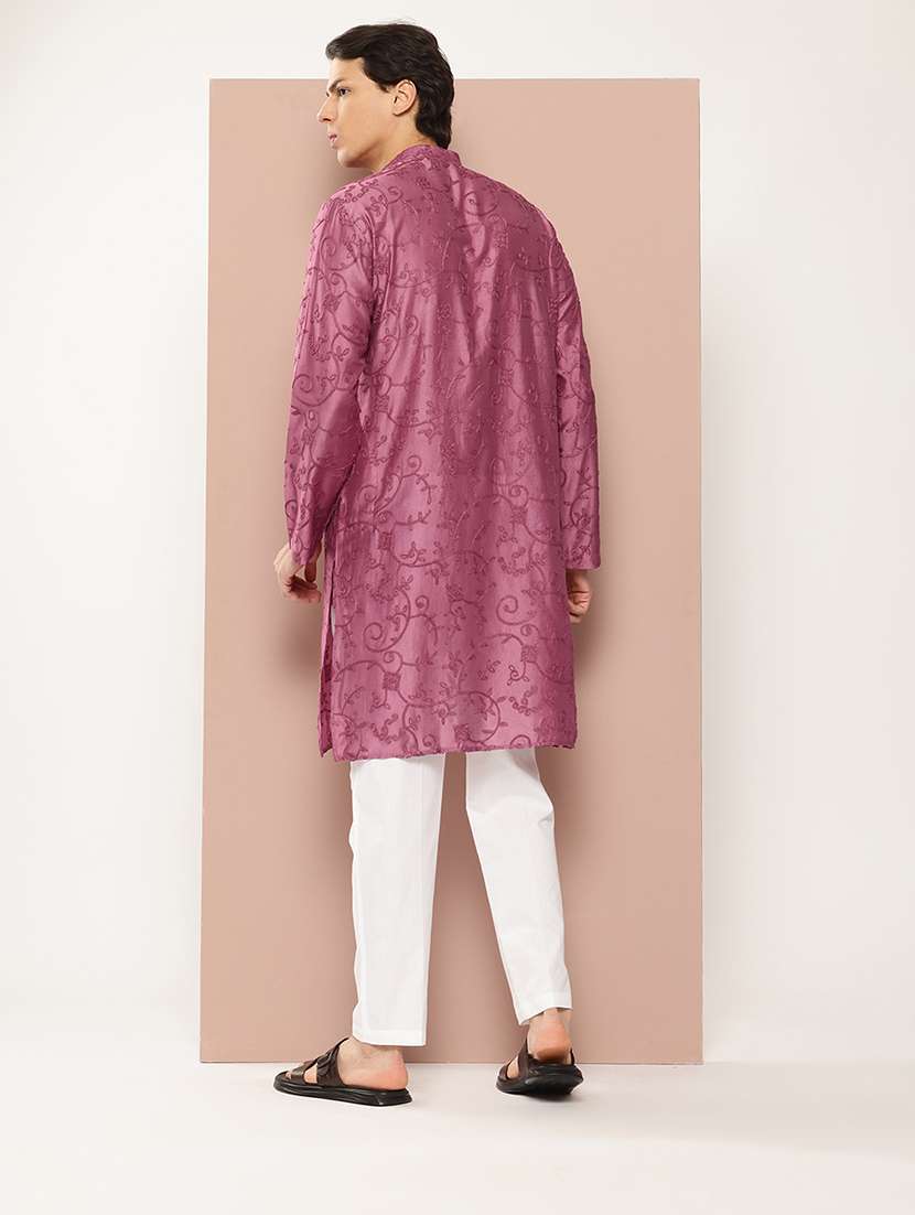 men mandarin neck long sleeve kurta - 22392376 -  Standard Image - 4