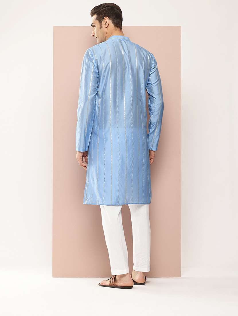 men mandarin neck long sleeve kurta - 22392377 -  Standard Image - 4