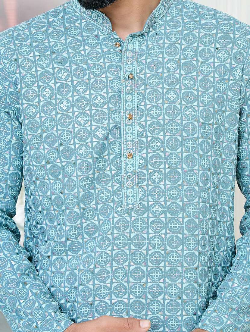 men mandarin neck long sleeve kurta - 22392392 -  Standard Image - 1