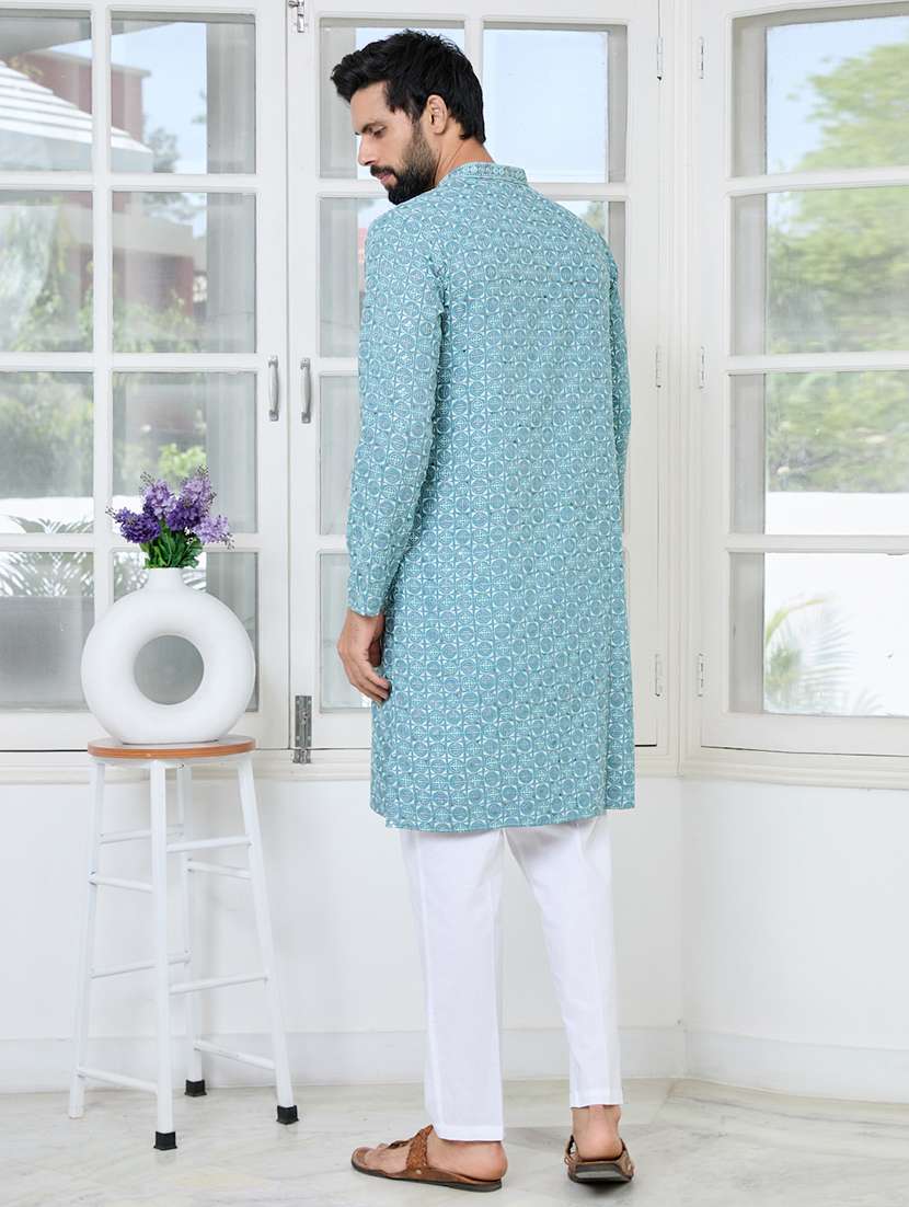 men mandarin neck long sleeve kurta - 22392392 -  Standard Image - 4