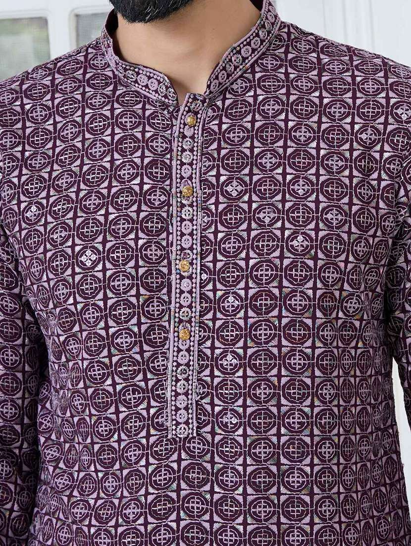 men mandarin neck long sleeve kurta - 22392396 -  Standard Image - 1
