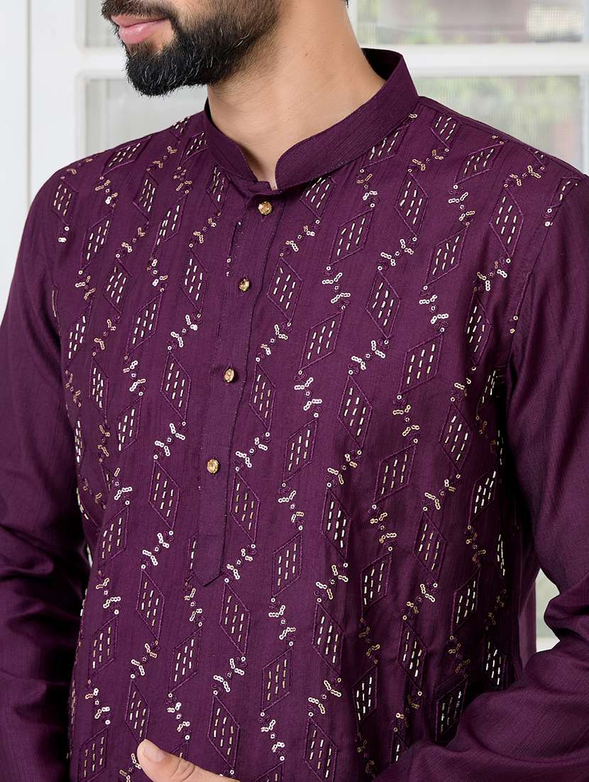 men mandarin neck long sleeve kurta - 22392397 -  Standard Image - 1