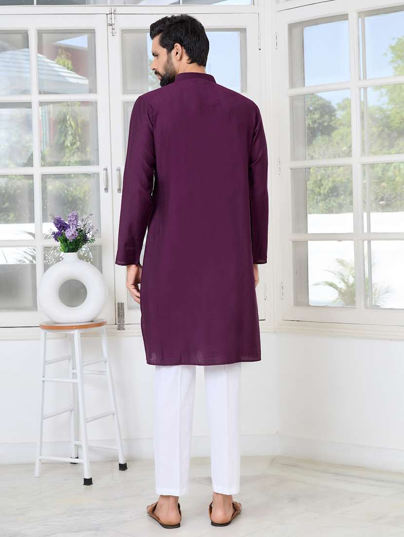 men mandarin neck long sleeve kurta - 22392397 -  Standard Image - 4
