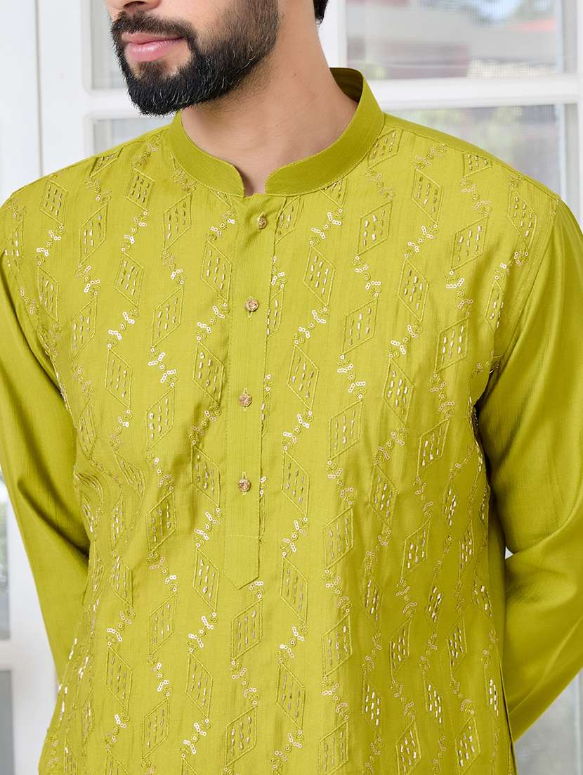 men mandarin neck long sleeve kurta - 22392398 -  Standard Image - 1
