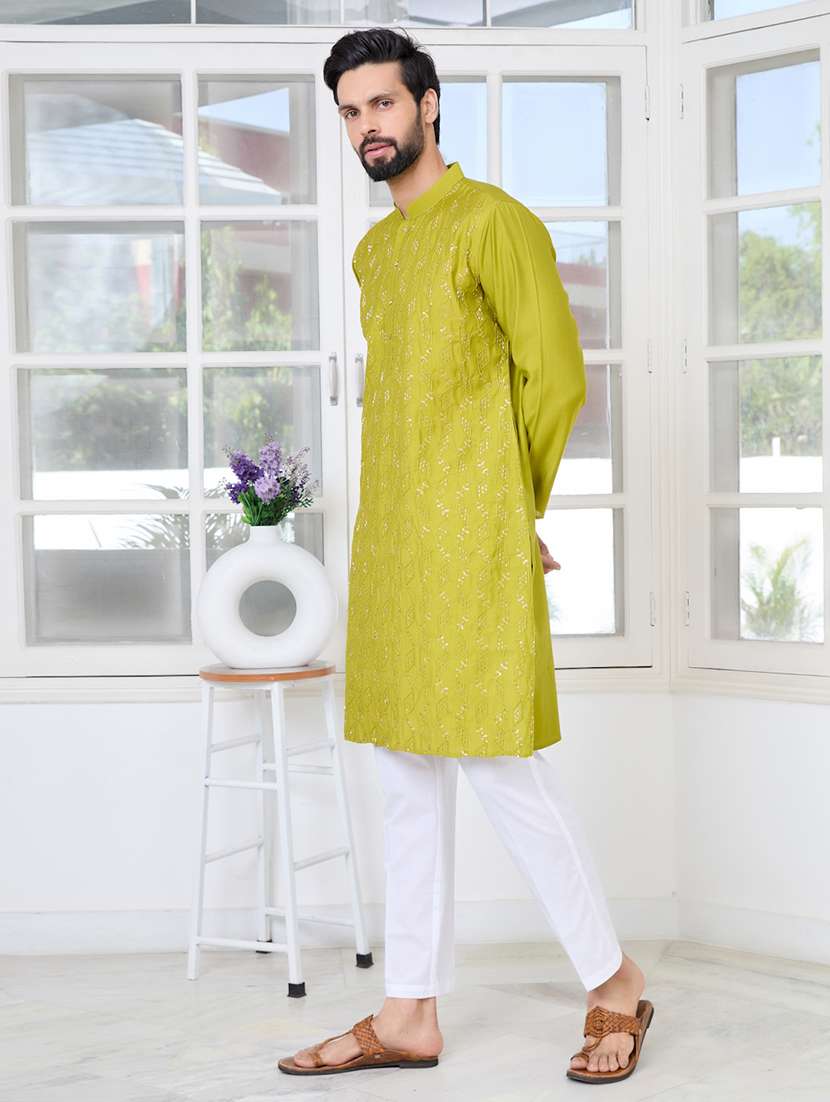 men mandarin neck long sleeve kurta - 22392398 -  Standard Image - 4