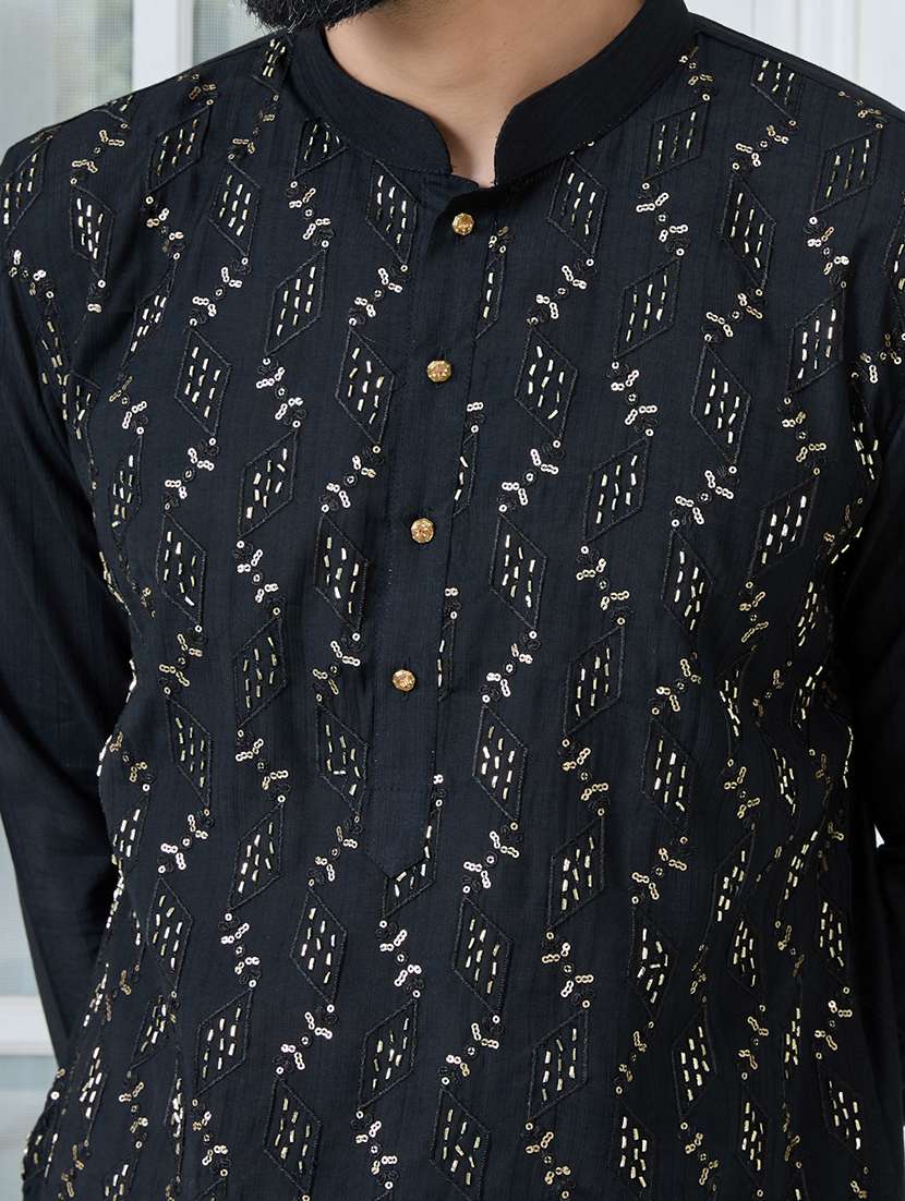 men mandarin neck long sleeve kurta - 22392399 -  Standard Image - 1
