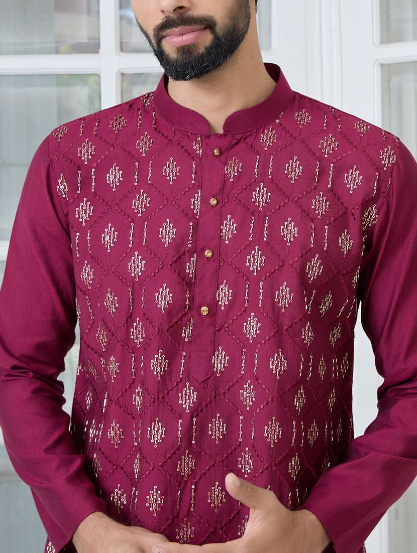 men mandarin neck long sleeve kurta - 22392401 -  Standard Image - 1