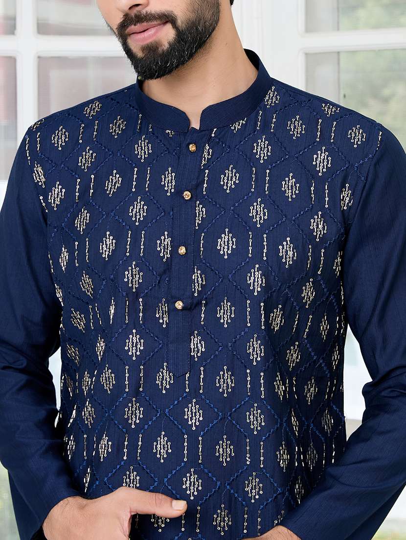 men mandarin neck long sleeve kurta - 22392402 -  Standard Image - 1