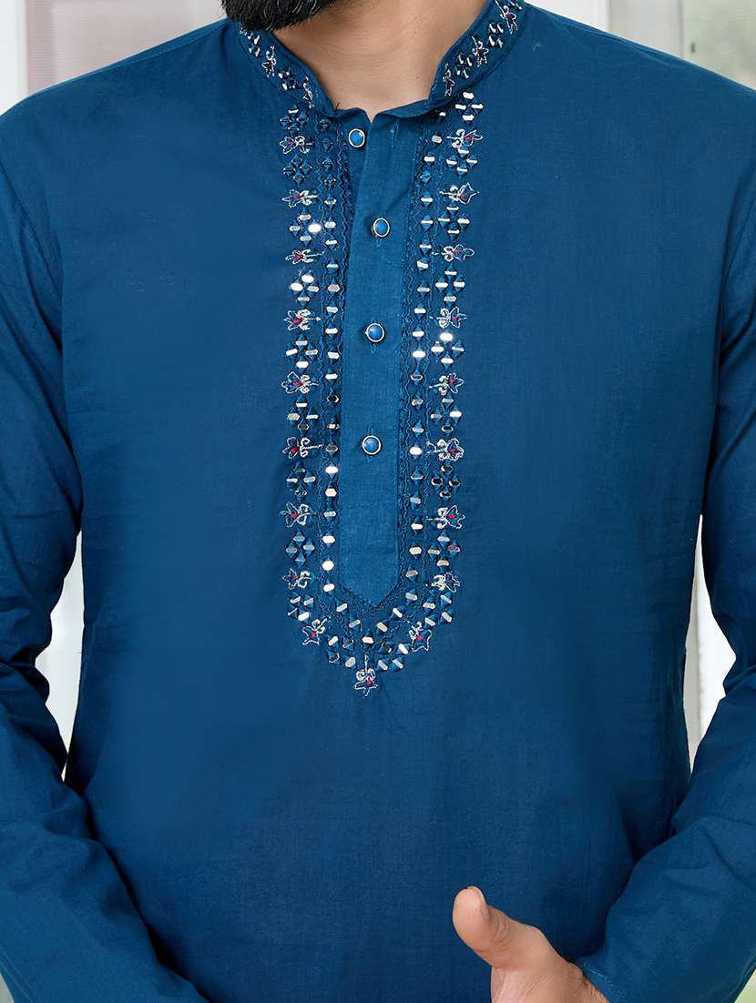 men mandarin neck long sleeve kurta - 22392403 -  Standard Image - 1