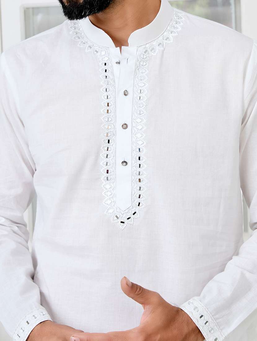 men mandarin neck long sleeve kurta - 22392404 -  Standard Image - 1