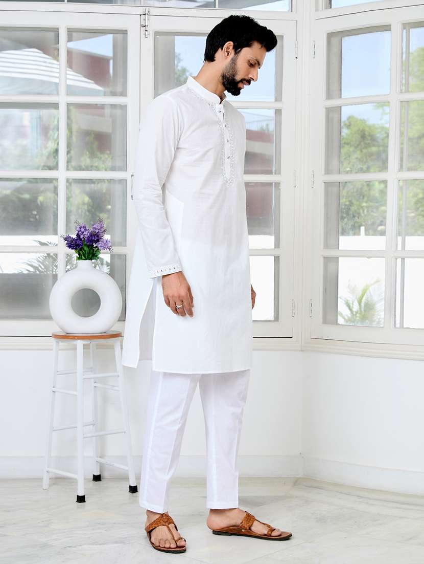 men mandarin neck long sleeve kurta - 22392404 -  Standard Image - 4