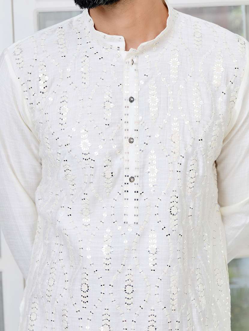 men mandarin neck long sleeve kurta - 22392406 -  Standard Image - 1