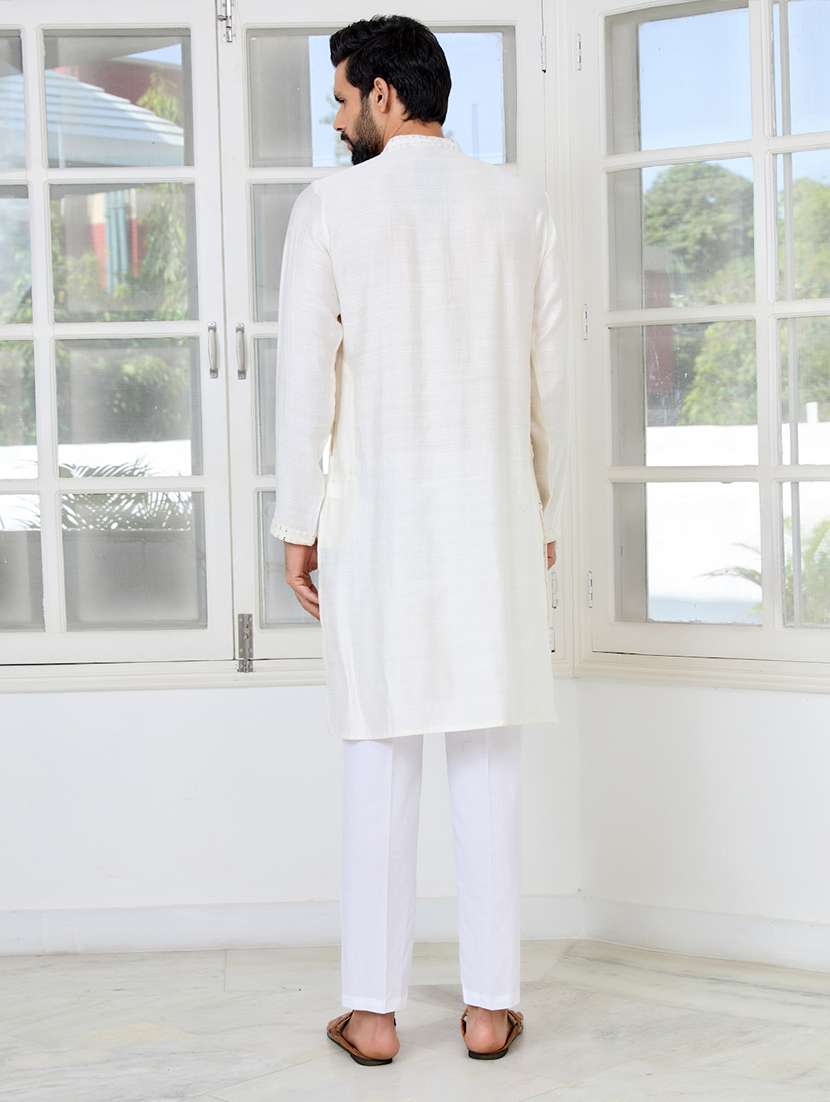 men mandarin neck long sleeve kurta - 22392406 -  Standard Image - 4