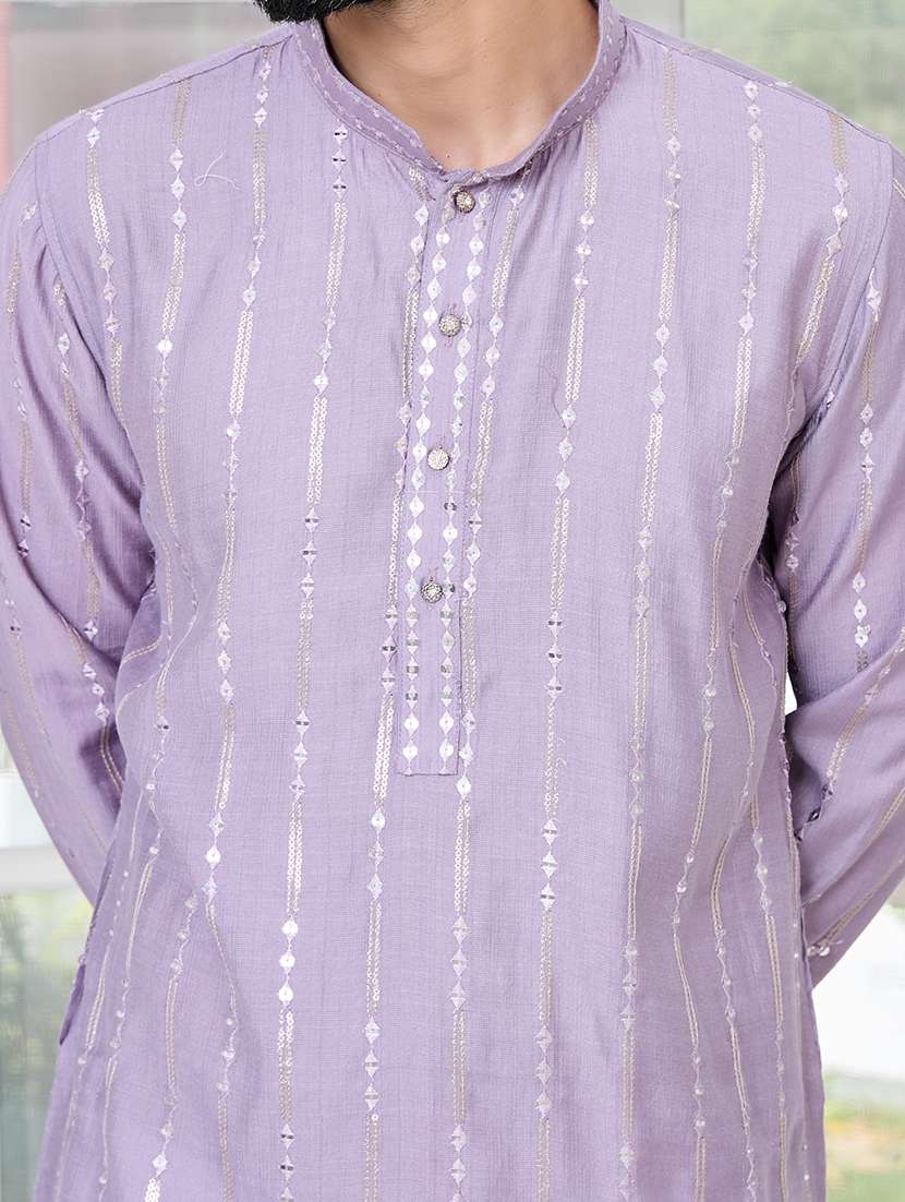 men mandarin neck long sleeve kurta - 22392407 -  Standard Image - 1