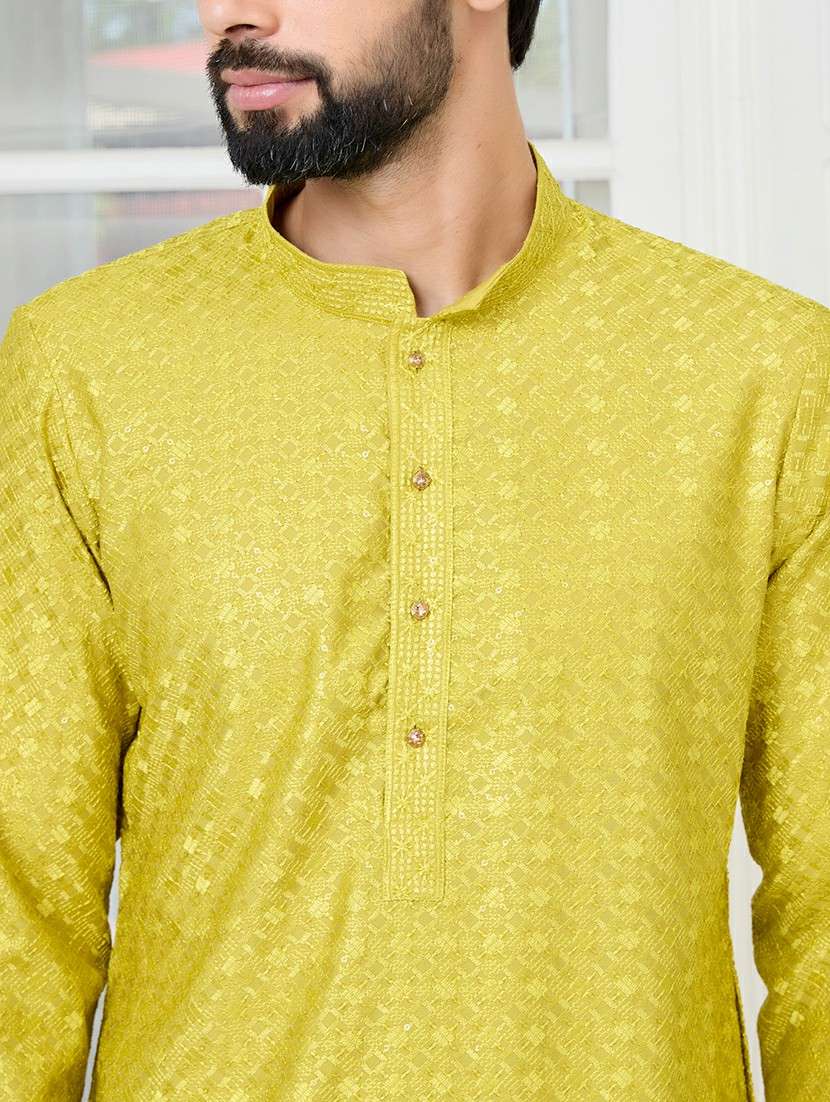 men mandarin neck long sleeve kurta - 22392410 -  Standard Image - 1