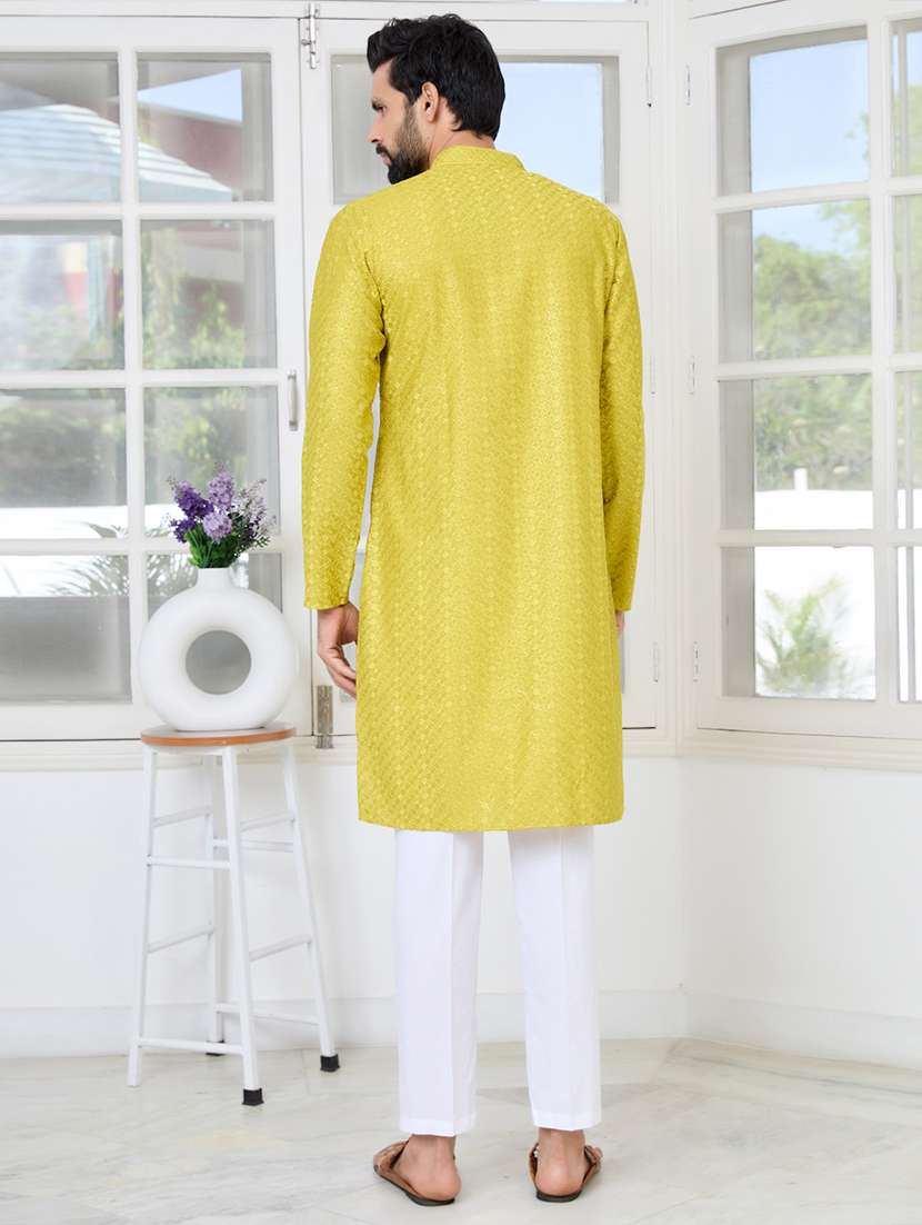 men mandarin neck long sleeve kurta - 22392410 -  Standard Image - 4