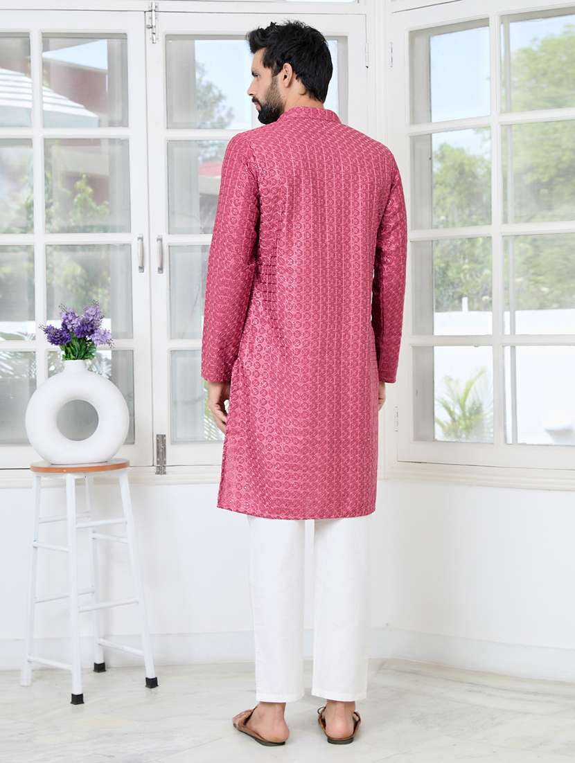 men mandarin neck long sleeve kurta - 22392411 -  Standard Image - 4