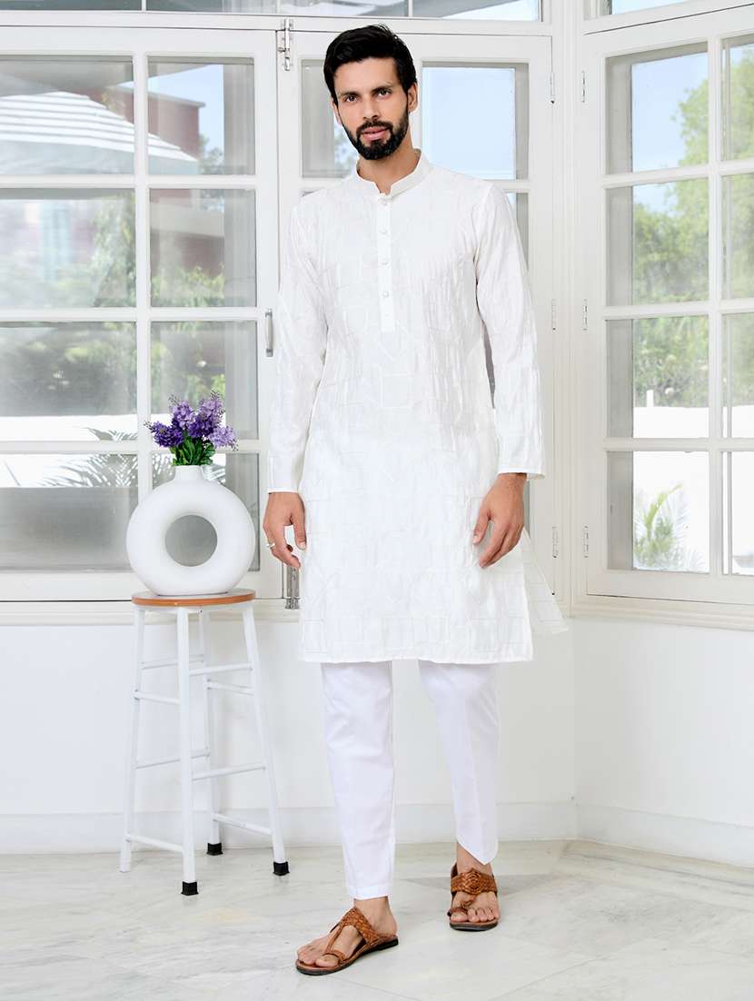 men mandarin neck long sleeve kurta