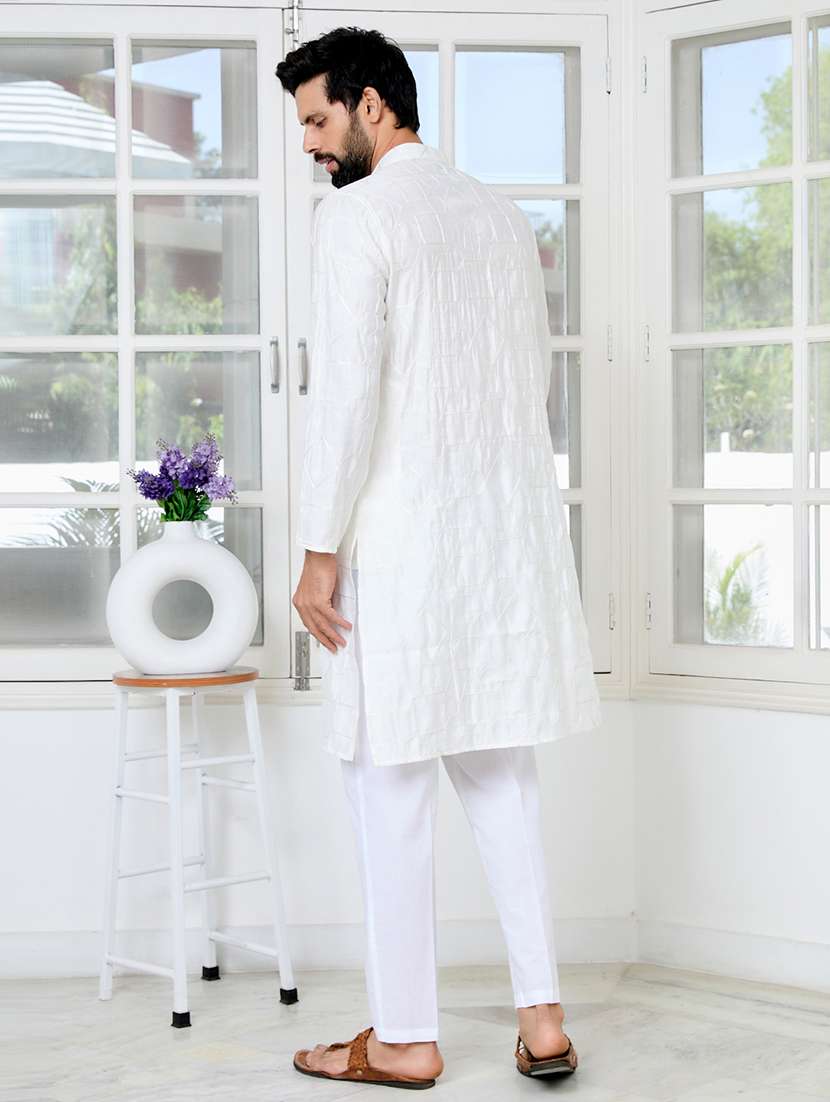 men mandarin neck long sleeve kurta - 22392414 -  Standard Image - 4