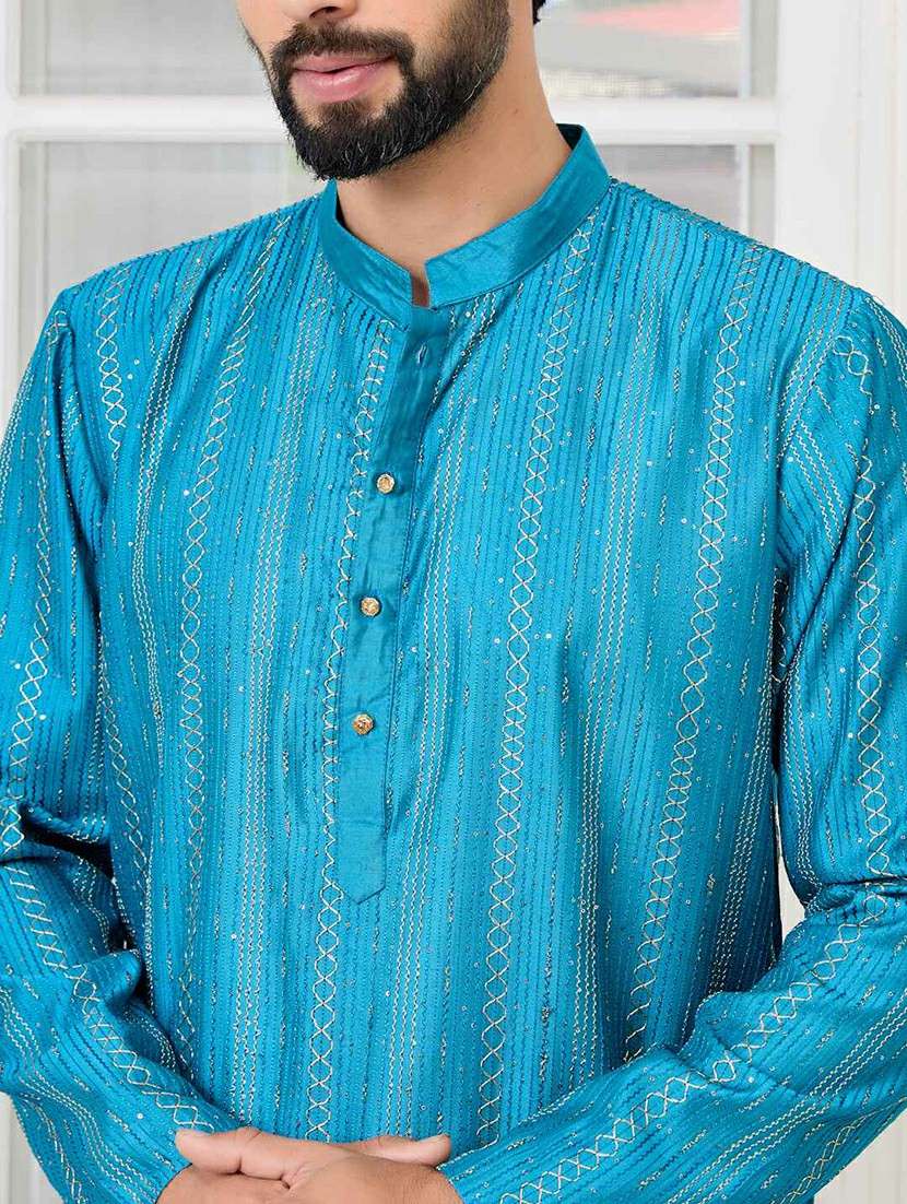 men mandarin neck long sleeve kurta - 22392416 -  Standard Image - 1