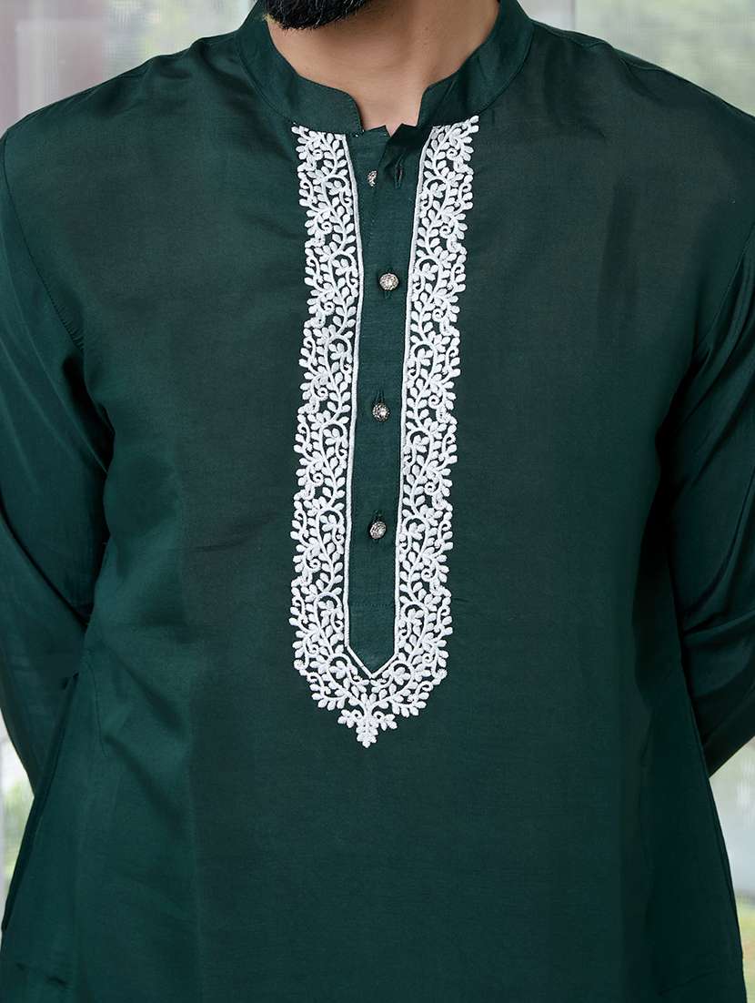 men mandarin neck long sleeve kurta - 22392417 -  Standard Image - 1