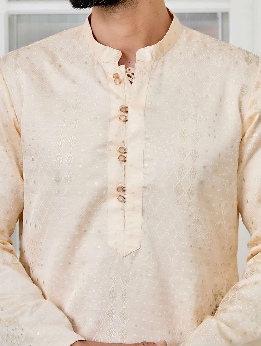 men mandarin neck long sleeve kurta - 22392420 -  Standard Image - 1
