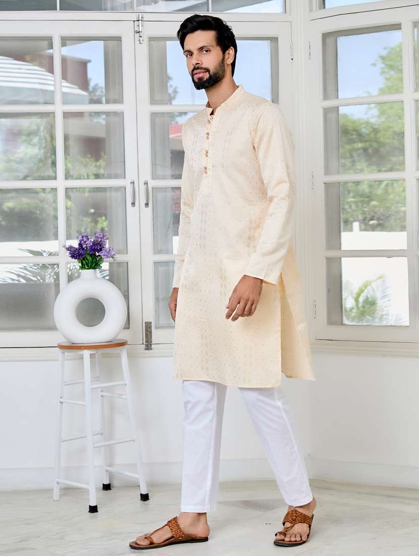 men mandarin neck long sleeve kurta - 22392420 -  Standard Image - 4