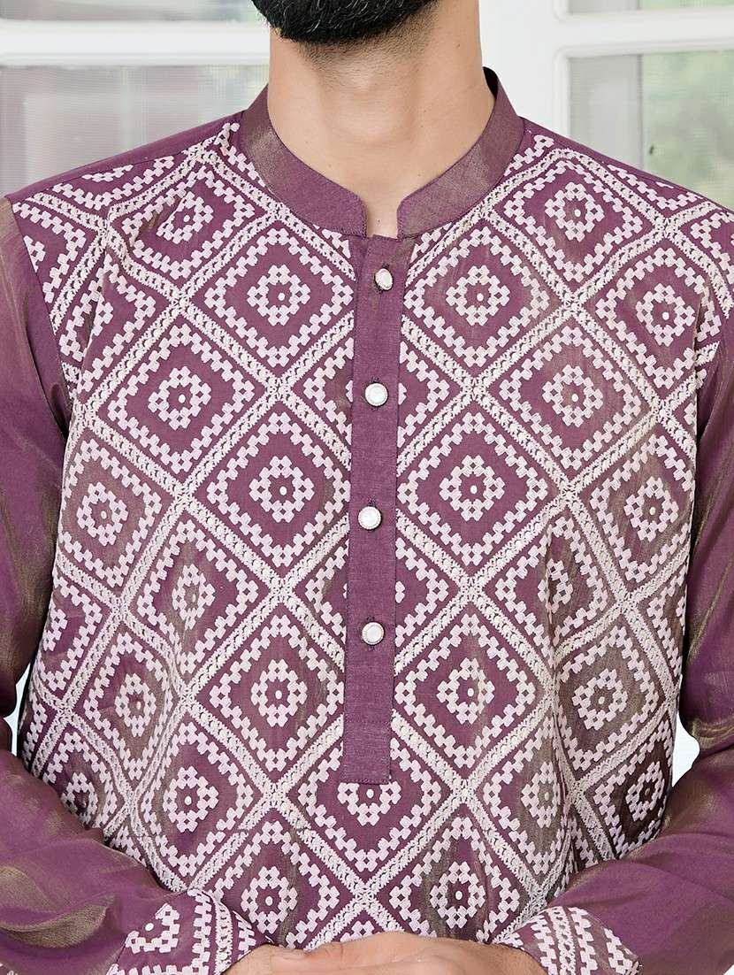 men mandarin neck long sleeve kurta - 22392428 -  Standard Image - 1