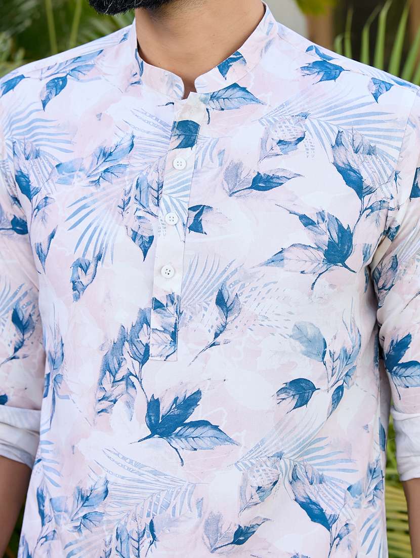  men printed long sleeve short kurta - 22392429 -  Standard Image - 1